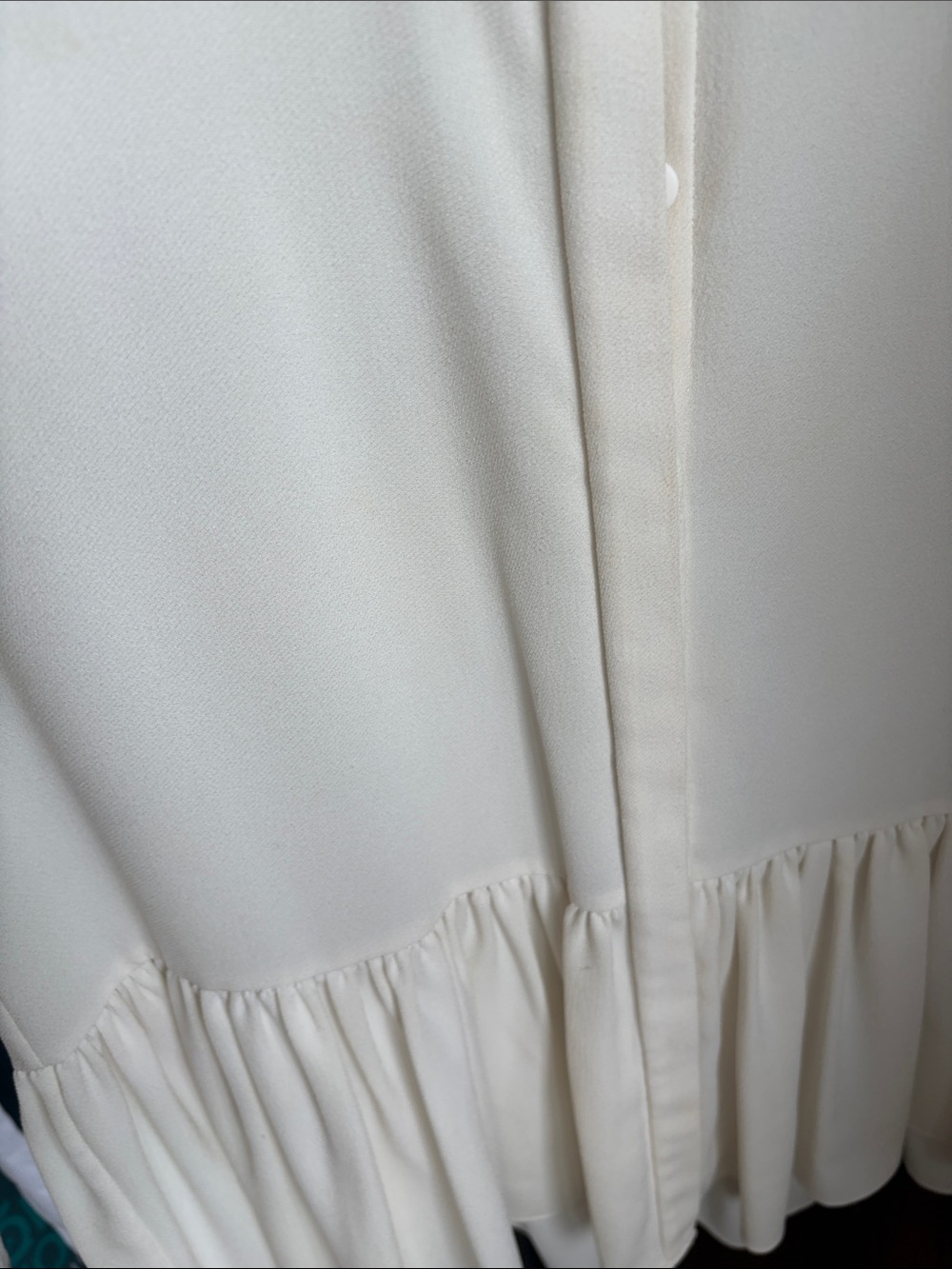 Tibi Cream Ruffle-Hem Button Front Blouse - Picture 3 of 4